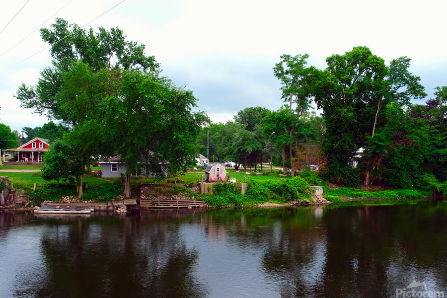Country Home on Lake  Print