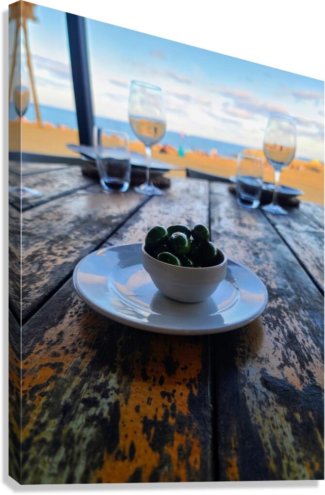 Olive Beach Dining:The Taste of Silence Canvas Print