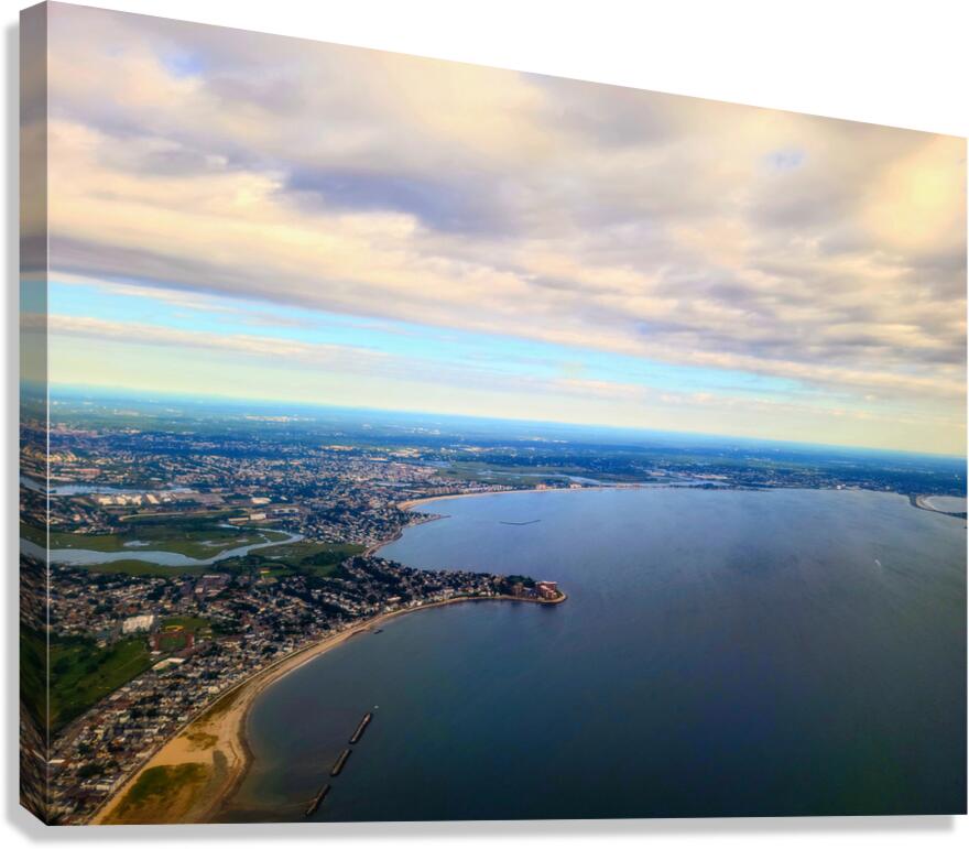 Tides of Perspective: An Elevated Gaze over Boston Bay Canvas Print