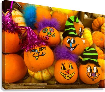 Halloween Pumpkin Faces Canvas Print