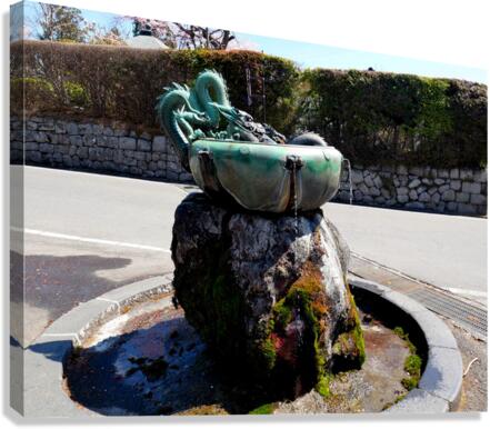 Dragon Bowl Sculpture Water Fountain 2 Canvas Print