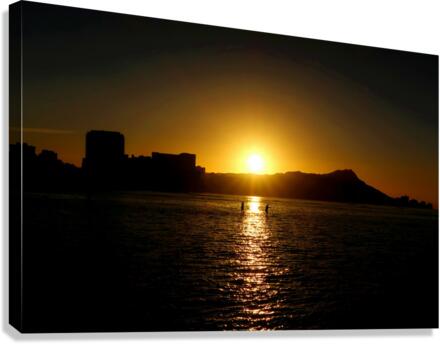 Paddle Board Sunrise Canvas Print
