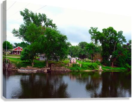 Country Home on Lake Canvas Print