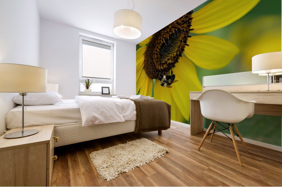 Bee Under the Sunflower:  The Architect of Harvest Mural print