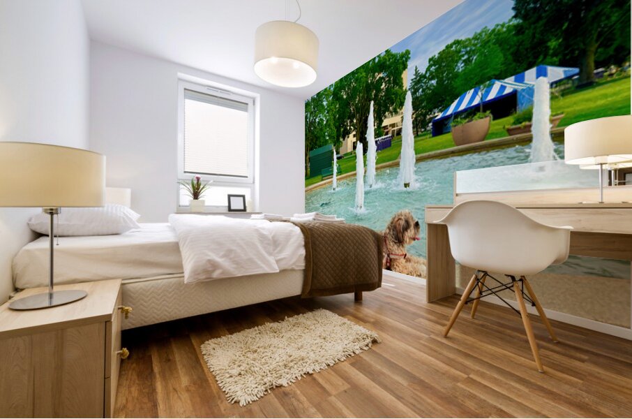 Lazy Days by the Fountain Mural print