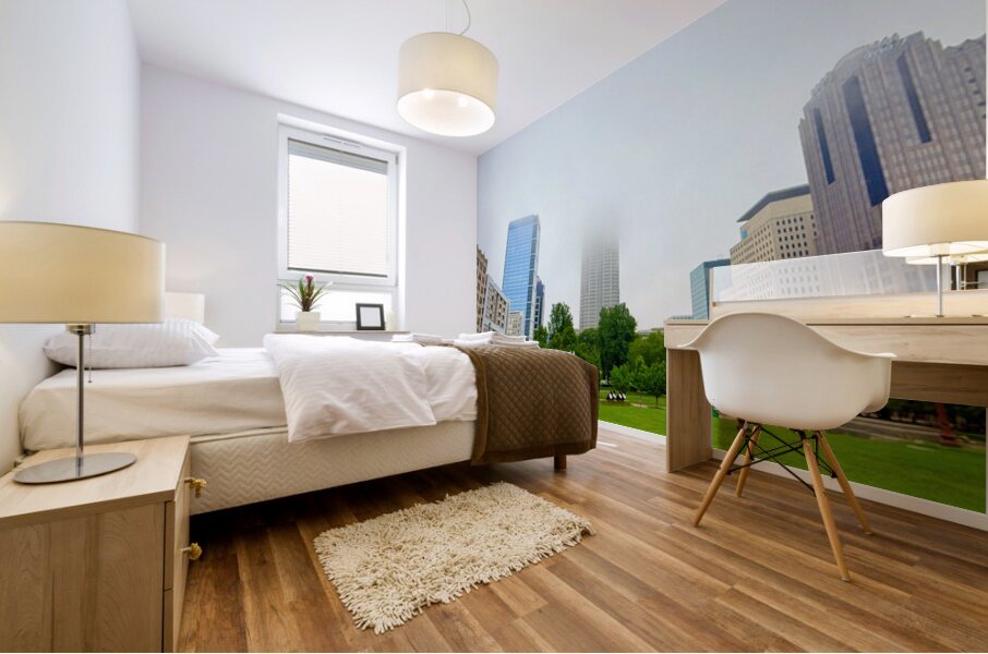 Foggy Skyline with Park Mural print