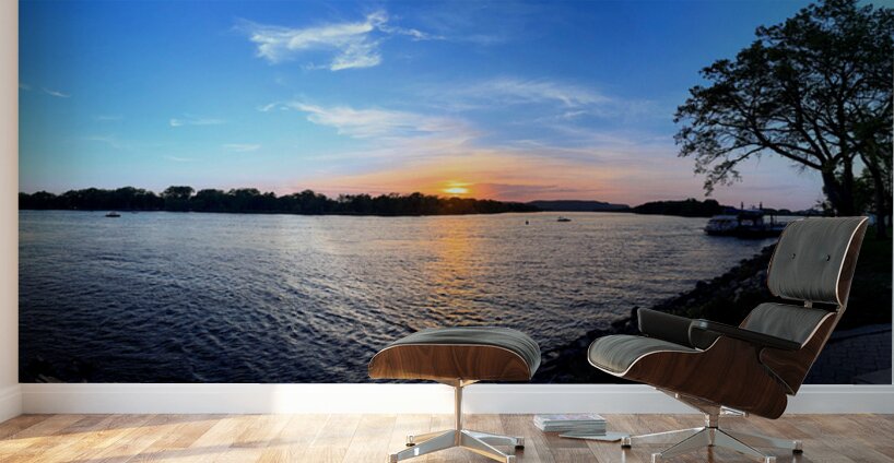 “When the River Dreams” Sunsets in La Crosse Panoramic 1 Wall Murals