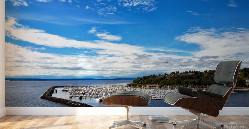 Boat Dock By the Sea Wall Wall Murals