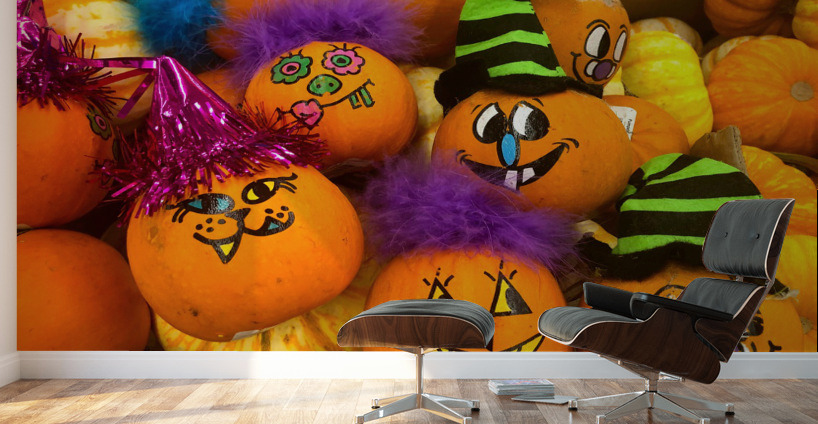 Halloween Pumpkin Faces Wall Murals