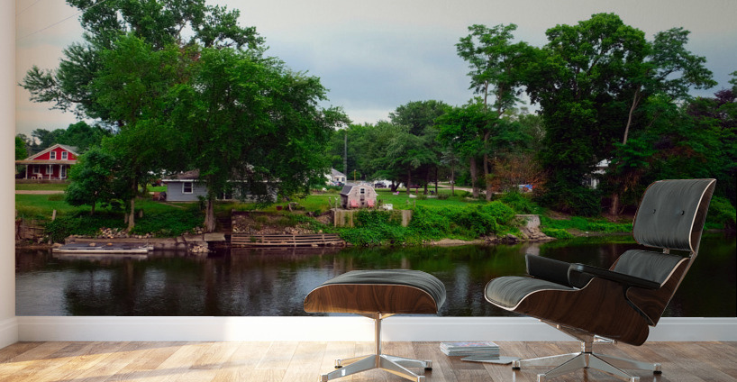 Country Home on Lake Wall Murals