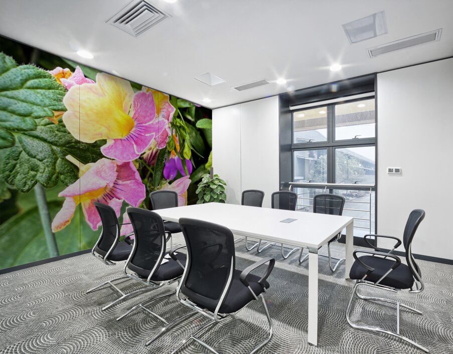 Vibrant Garden Bloom – Colorful Flower Close-Up with Lush Greenery-2 Wall Printing