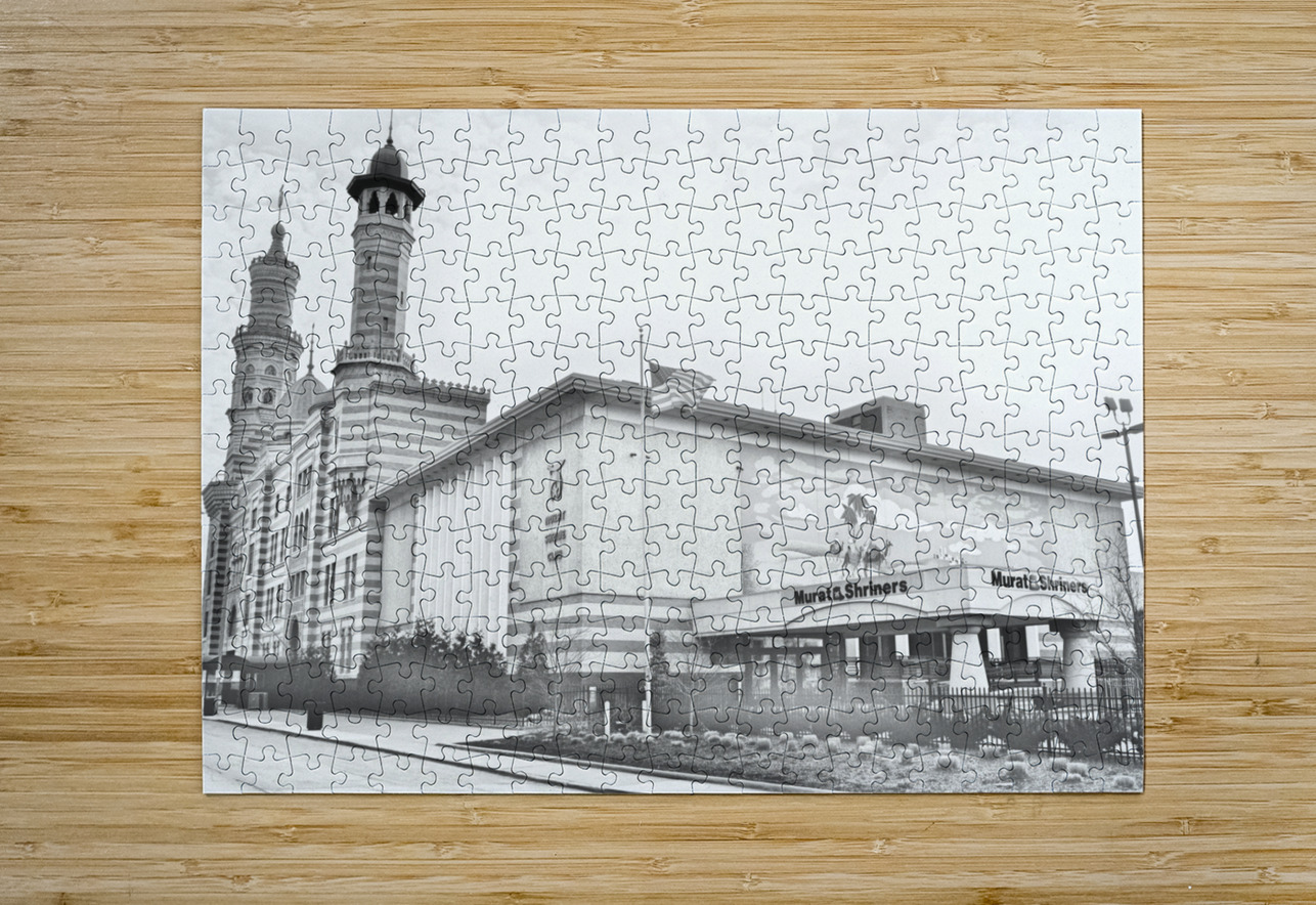 Murat Shriners Centre in Grayscale Click4Pix Puzzle printing