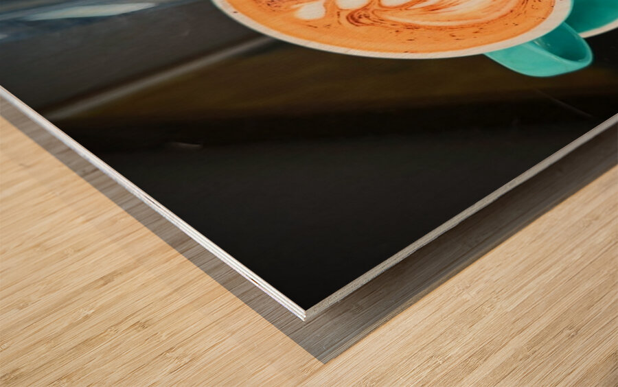 Latte Bloom April 2025 Art in a Cup Wood print